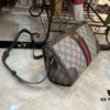 69308e416e68136f4d9a949b Ophidia Collection Mini Crossbody Bag in Beige and Ebony GG Canvas with Brown Leather Trims