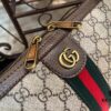 69308e416e68136f4d9a949d Ophidia Collection Mini Crossbody Bag in Beige and Ebony GG Canvas with Brown Leather Trims