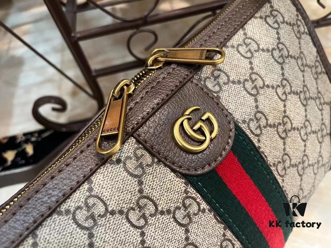 69308e416e68136f4d9a949d Ophidia Collection Mini Crossbody Bag in Beige and Ebony GG Canvas with Brown Leather Trims