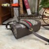 69308e426e68136f4d9a949f Ophidia Collection Mini Crossbody Bag in Beige and Ebony GG Canvas with Brown Leather Trims