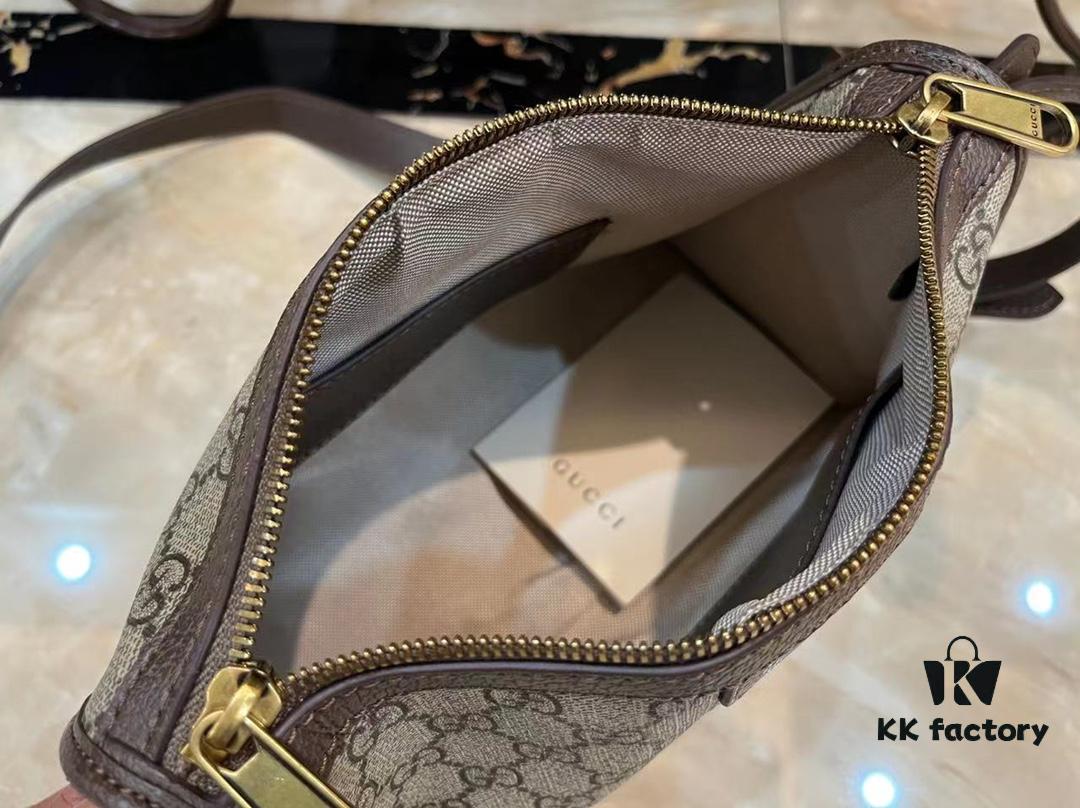 69308e446e68136f4d9a94a0 Ophidia Collection Mini Crossbody Bag in Beige and Ebony GG Canvas with Brown Leather Trims