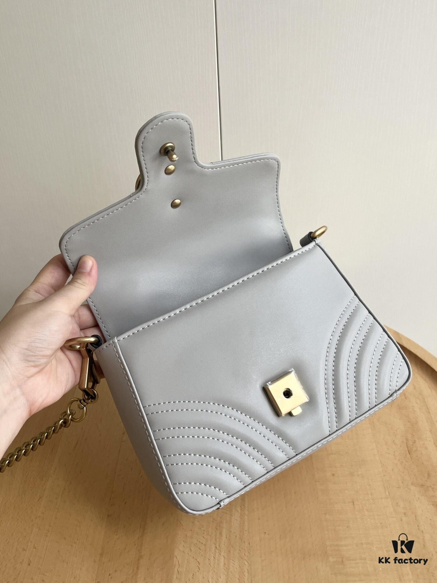 69308e536e68136f4d9a94c2 Upgraded Version Real Shot - Gucci Marmont Mini Messenger Bag, Model No. 583571 Gray