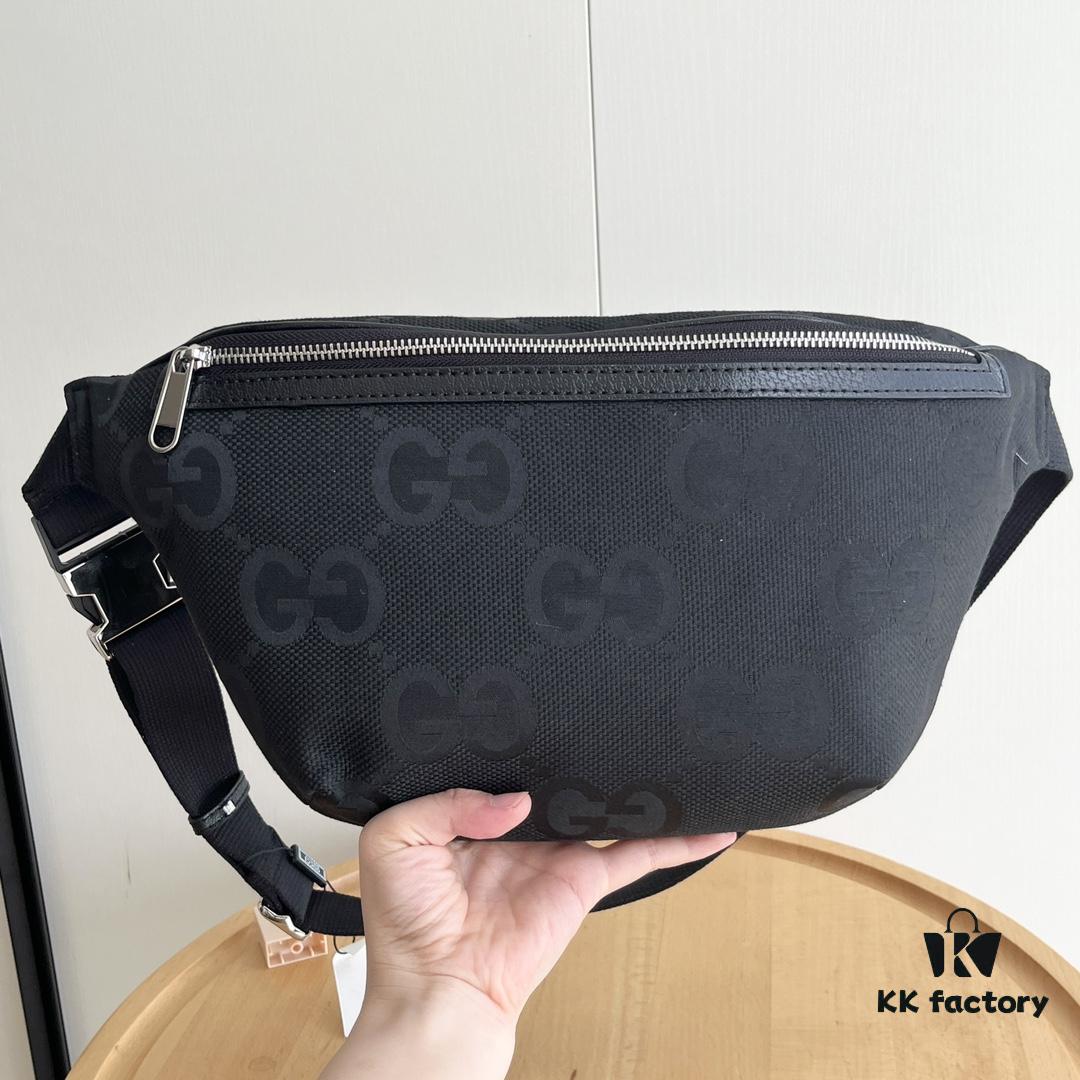 69308e726e68136f4d9a94fd Gucci Super Double G Jumbo Series Waist Bag, Black Webbing Upgrade Version, Original Order Fabric + Tape, Adjustable Belt, Lightweight and High Capacity