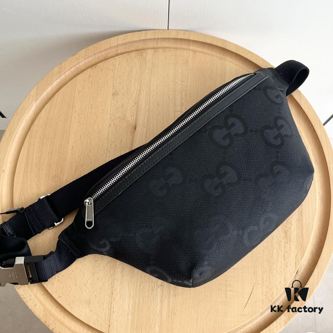 69308e736e68136f4d9a94ff Gucci Super Double G Jumbo Series Waist Bag, Black Webbing Upgrade Version, Original Order Fabric + Tape, Adjustable Belt, Lightweight and High Capacity