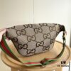 69308e756e68136f4d9a9504 Gucci Super Double G Jumbo Series Waist Bag, Model No. 696031 Coffee Fabric Upgraded Version, Original Order Fabric with Red-Green Webbing