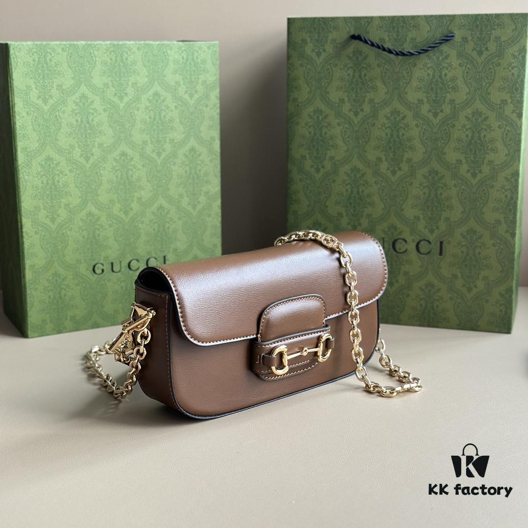 69308e8b6e68136f4d9a952c Gucci Horsebit 1955 Baguette Bag Real Photo #735178 Brown Leather