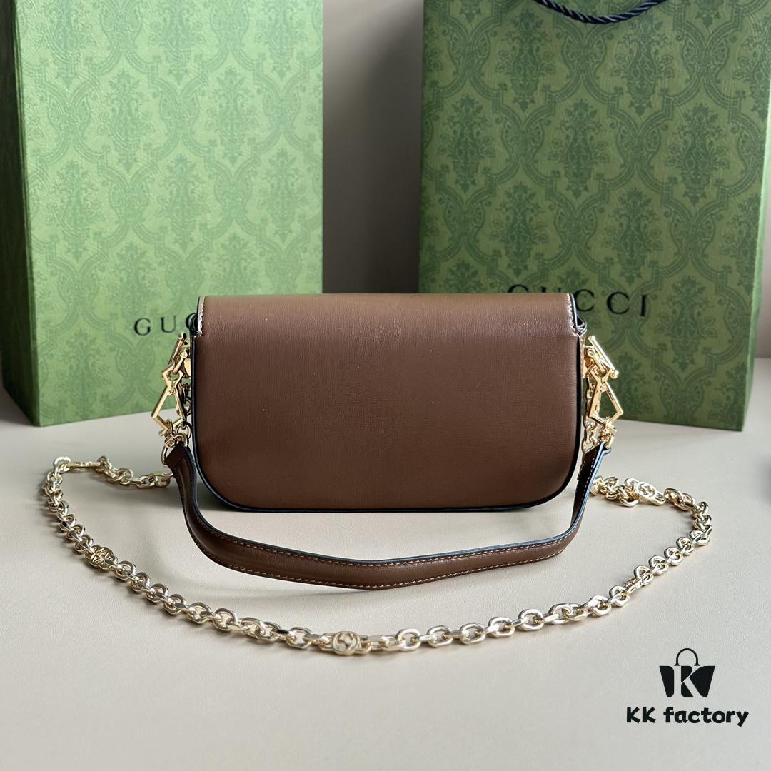 69308e8b6e68136f4d9a952e Gucci Horsebit 1955 Baguette Bag Real Photo #735178 Brown Leather