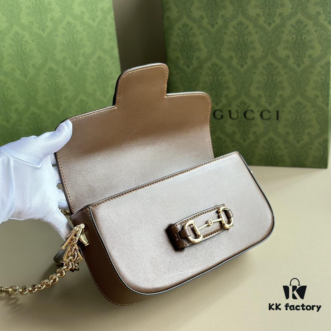 69308e8d6e68136f4d9a9530 Gucci Horsebit 1955 Baguette Bag Real Photo #735178 Brown Leather