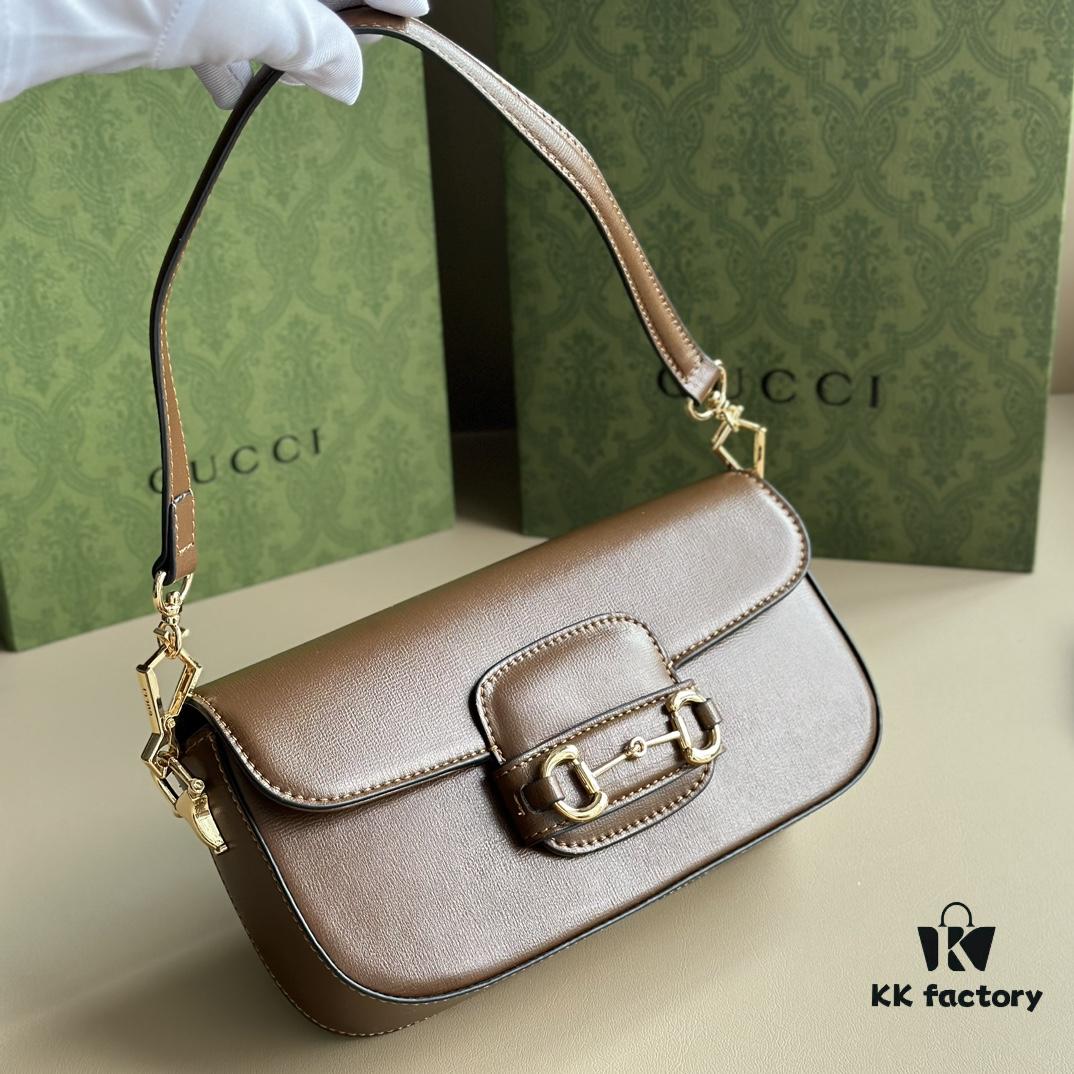 69308e8e6e68136f4d9a9533 Gucci Horsebit 1955 Baguette Bag Real Photo #735178 Brown Leather