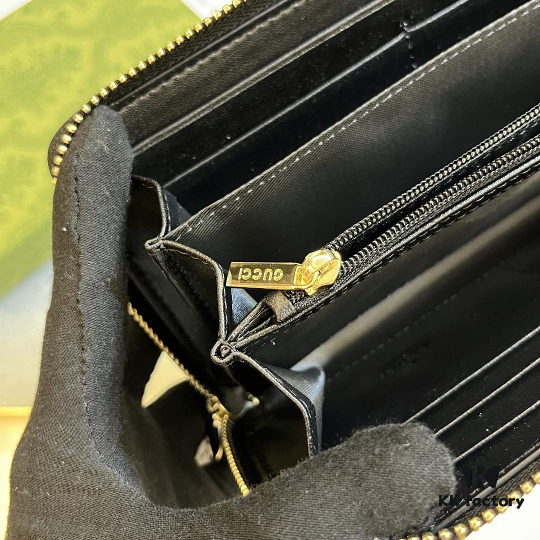 69308e916e68136f4d9a9538 Gucci GG Supreme Canvas Full-Zip Wallet with Web Stripe