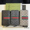 69308e936e68136f4d9a953b Gucci GG Supreme Canvas Full-Zip Wallet with Web Stripe
