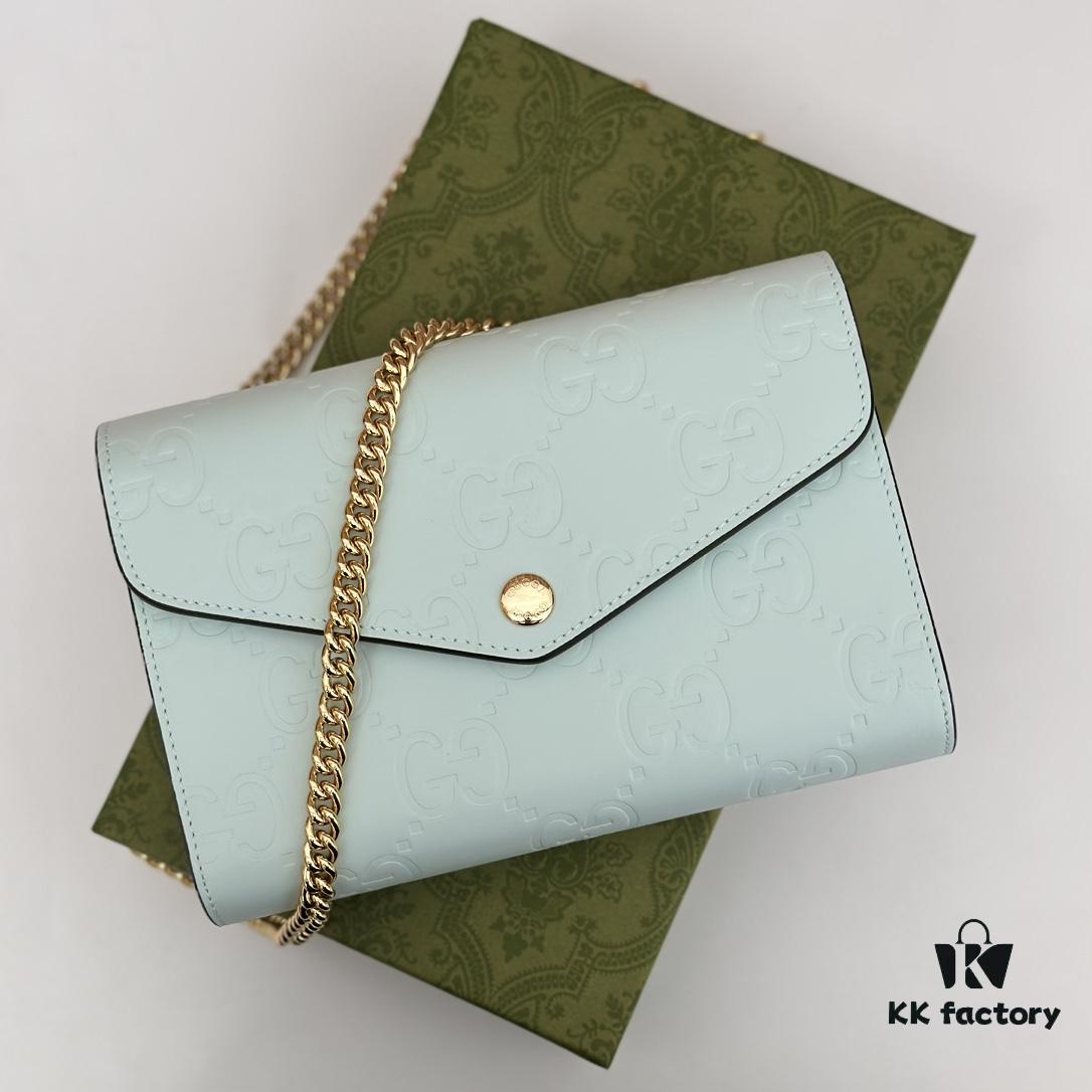GUCCI High-End Original Single Item, Shallow Green Embossed Design, Model No. 781555