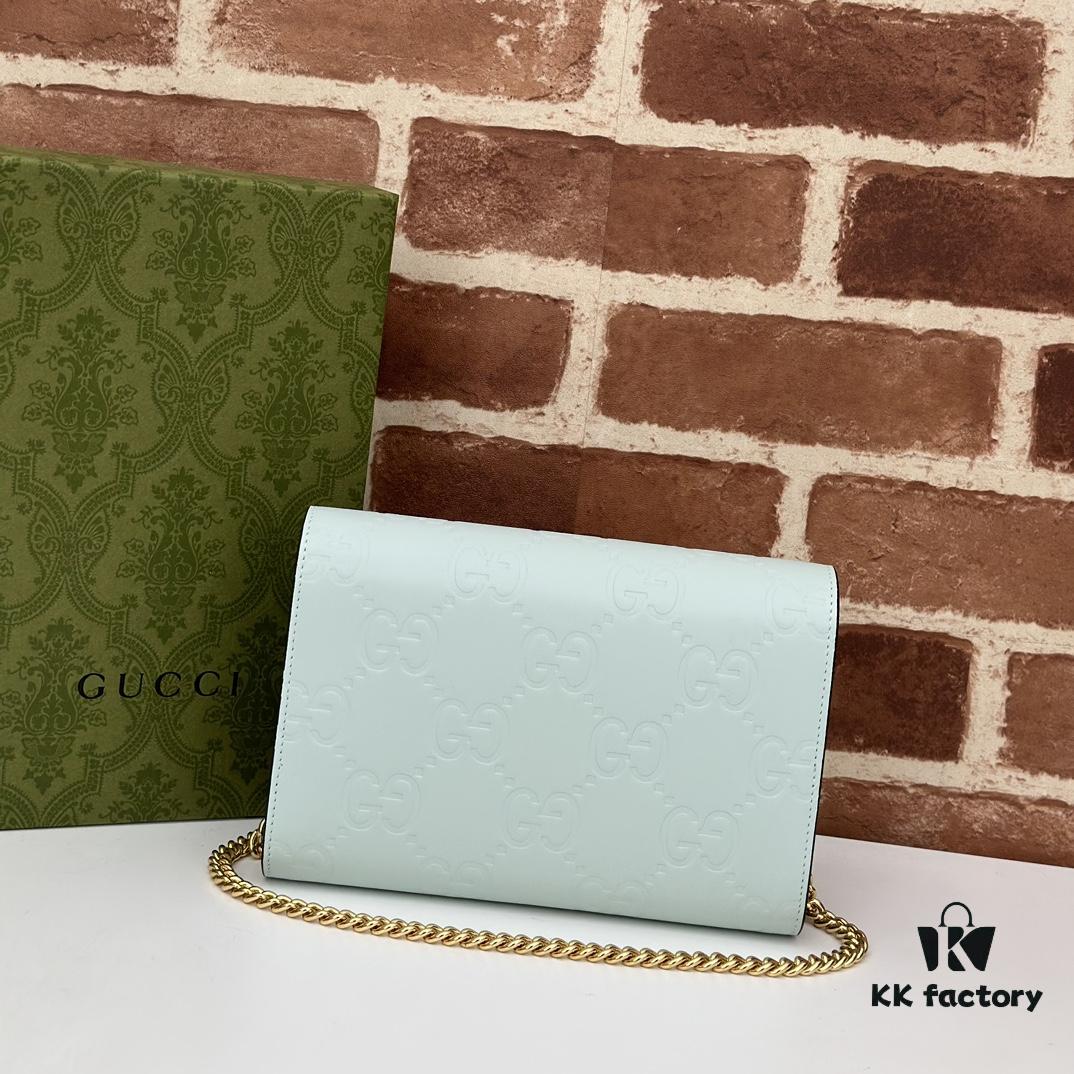 GUCCI High-End Original Single Item, Shallow Green Embossed Design, Model No. 781555