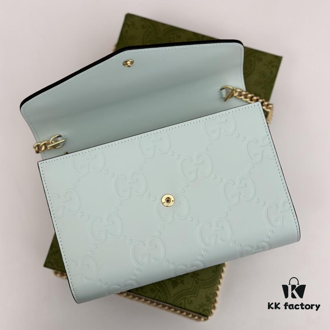 GUCCI High-End Original Single Item, Shallow Green Embossed Design, Model No. 781555