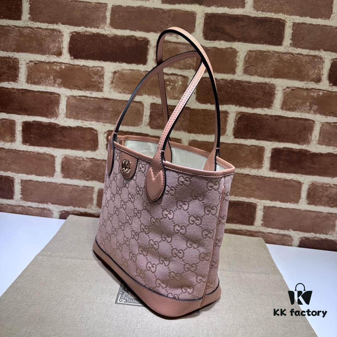 69308ede6e68136f4d9a95d1 GUCCI Counter Quality, Top Original Single Item, Real Photo! Model No. 742102/726762 Pink Fabric with Pink Leather, Size: 25cm (W) x 22cm (H) x 12cm (D), Ready to Ship