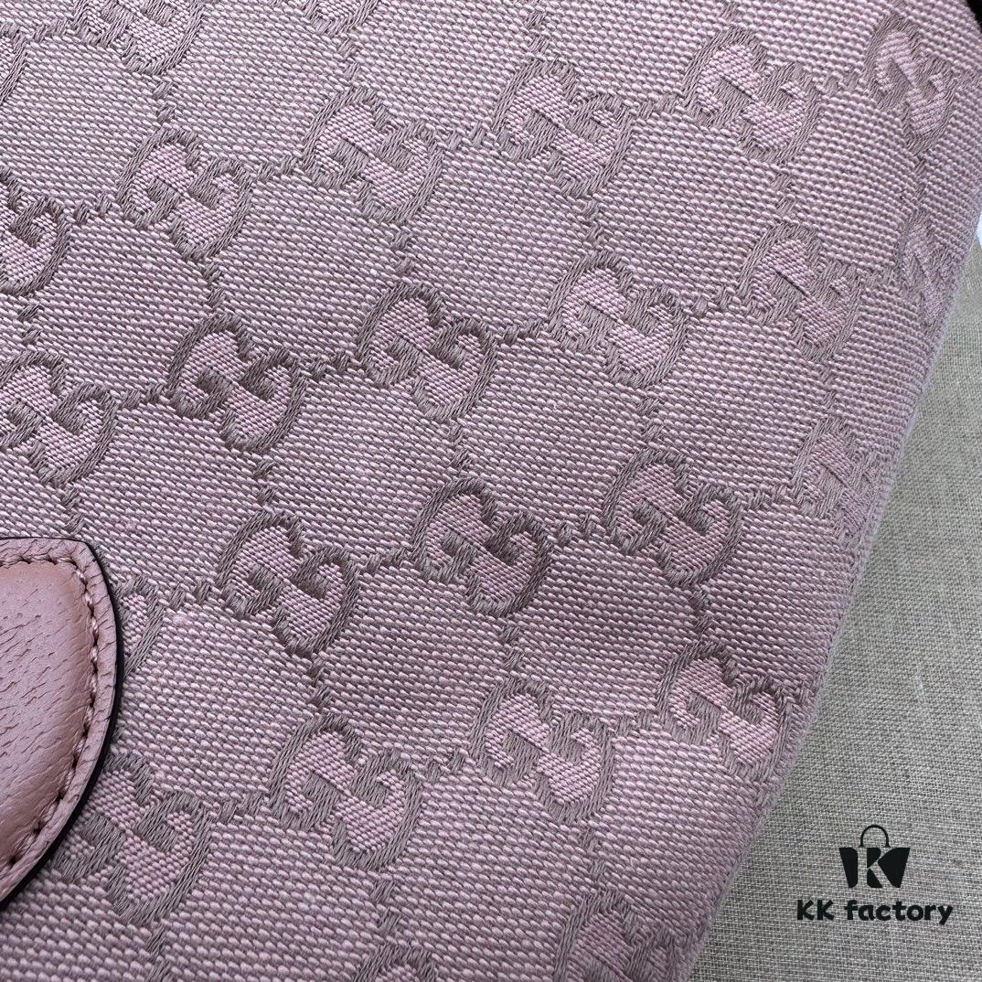 69308edf6e68136f4d9a95d3 GUCCI Counter Quality, Top Original Single Item, Real Photo! Model No. 742102/726762 Pink Fabric with Pink Leather, Size: 25cm (W) x 22cm (H) x 12cm (D), Ready to Ship