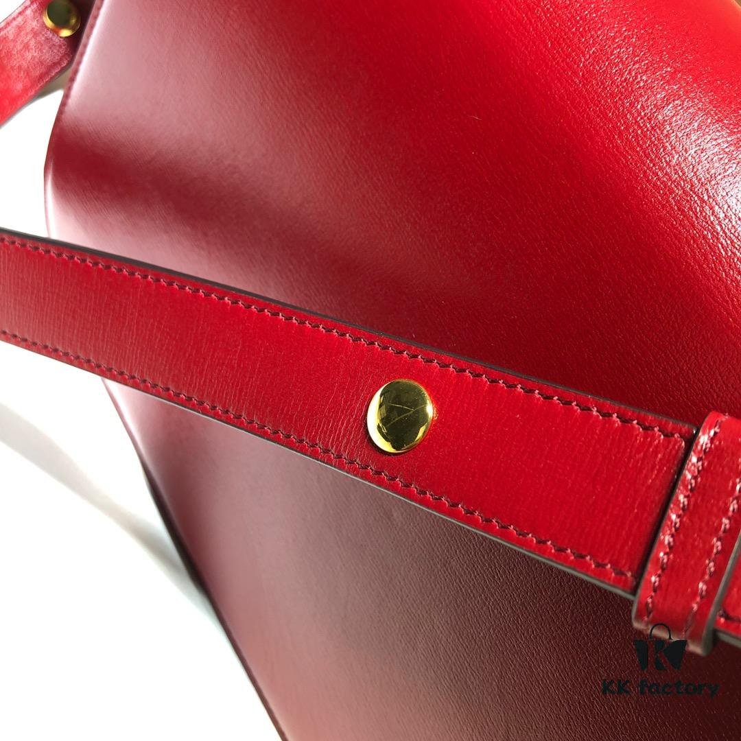 GUCCI Counter Quality, Top Original Single Item, Actual Photos! Model Number 602204, Bright Red Full Leather. Size: W25xH18xD8, In Stock and Ready to Ship
