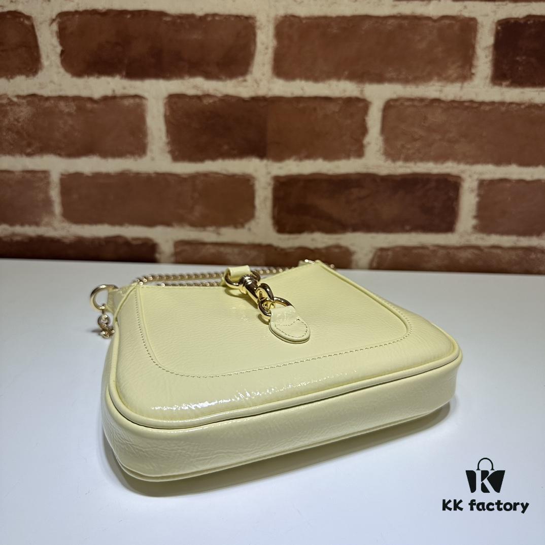 69308ff56e68136f4d9a982e GUCCI Counter Quality, Top Original Stock, Actual Photos! Model No. 782889 Light Yellow Patent Leather, Size: 19.5 x 18 x 3.5 cm (W x H x D), In Stock and Ready to Ship