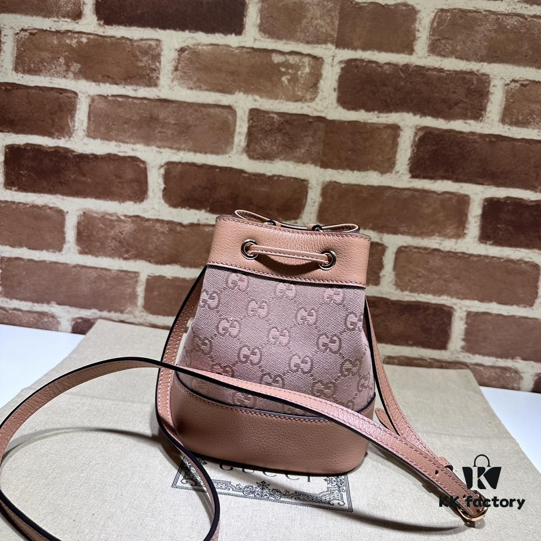 6930902f6e68136f4d9a98a7 GUCCI New Arrival Cabinet Quality, Top Original Single Item, Real Photo, Model Number 550620 Pink Fabric with Pink Leather, Size W15xH18xD9.5cm, In Stock