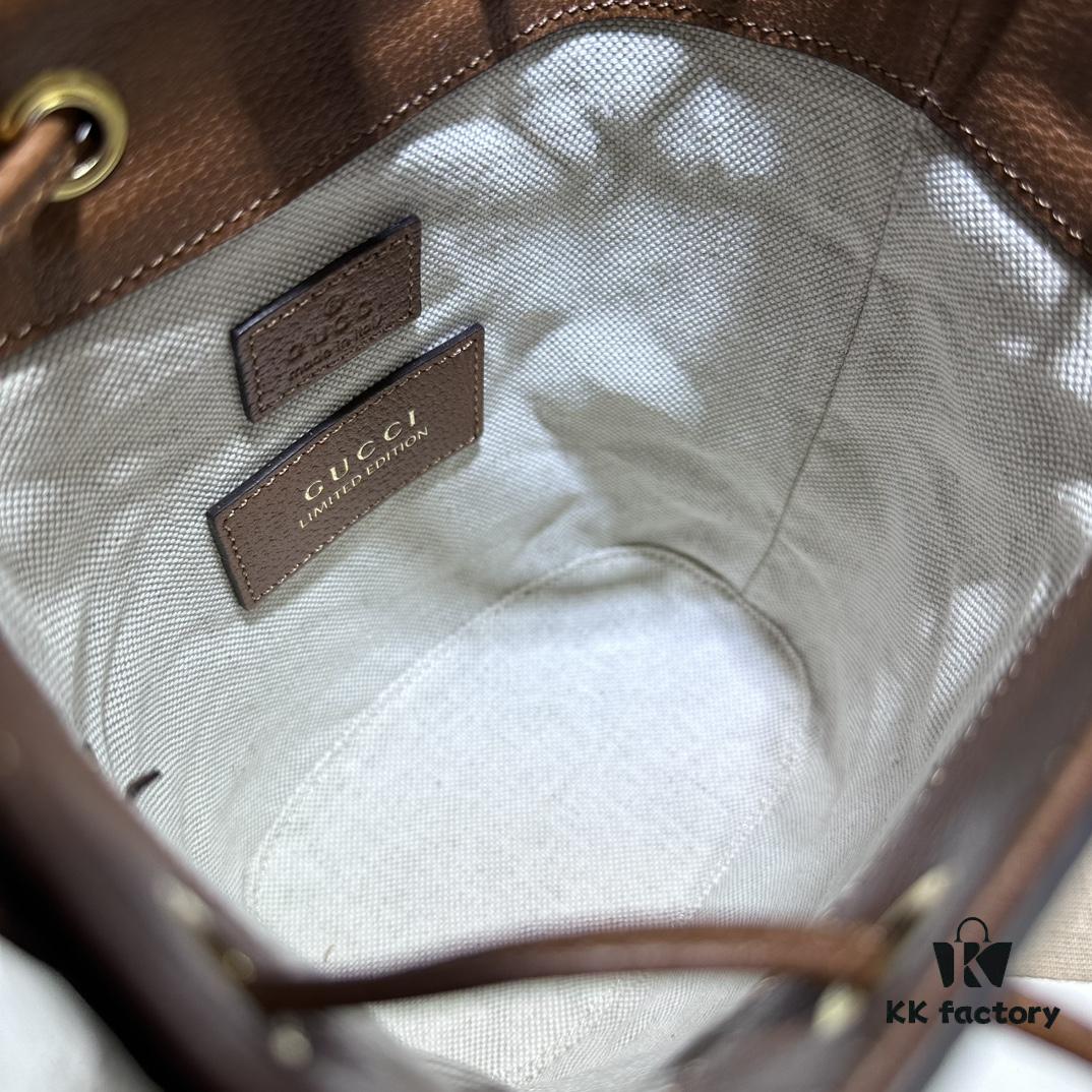 GUCCI New Arrival Cabinet Quality, Top Original Single Item, Real Photo, Model Number 550620 Blue Cloth Brown Leather, Size W15xH18xD9.5cm, In Stock