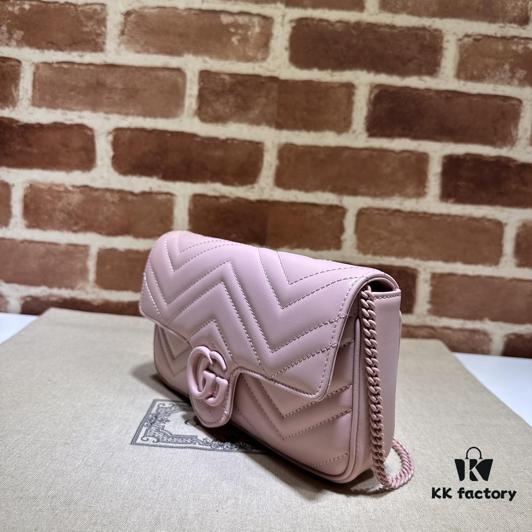 693090b46e68136f4d9a99cb GUCCI New Arrival Cabinet Quality, Top Original Single Item, Real Photos. Model No. 751526 Pink with White, Size 21×12×5 cm (W×H×D), In Stock Ready to Ship