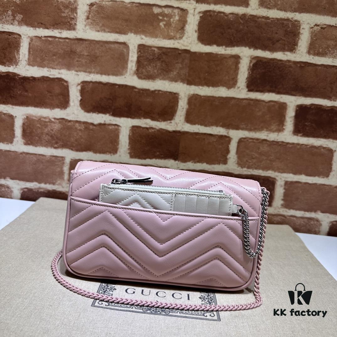 693090b66e68136f4d9a99d1 GUCCI New Arrival Cabinet Quality, Top Original Single Item, Real Photos. Model No. 751526 Pink with White, Size 21×12×5 cm (W×H×D), In Stock Ready to Ship