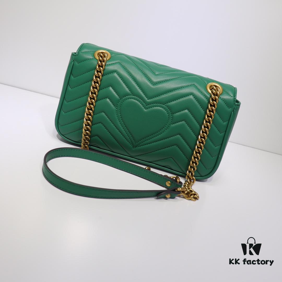 GUCCI New Arrival High-Quality Authentic Stock, Top-Tier Original Order Item, Real Photo Shown, Model No.: 443497 Green, Size: W26x15.5x6cm, Ready Stock (Upgraded Quality)