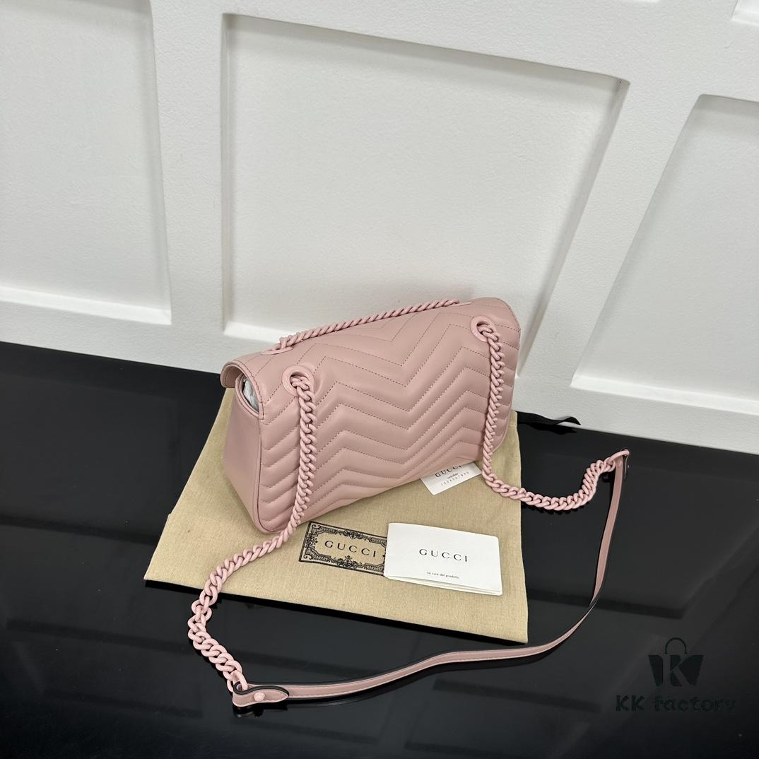6930914a6e68136f4d9a9adc GUCCI New Arrival Cabinet Quality, Top Original Single Item, Real Photo, Model No. 443497 Pink with Pink Hardware, Size: W26 x H15.5 x D6cm, In Stock