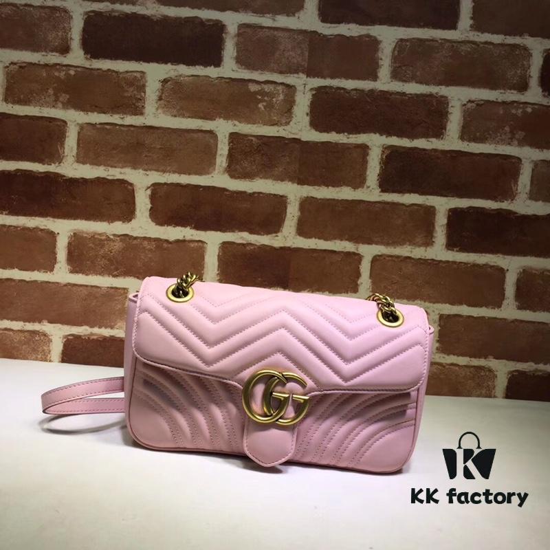 693091626e68136f4d9a9b04 GUCCI New Arrival Cabinet Quality, Top Original Single Item, Real Photo, Model No. 443497 Light Pink, Size: W26x15.5x6cm, In Stock
