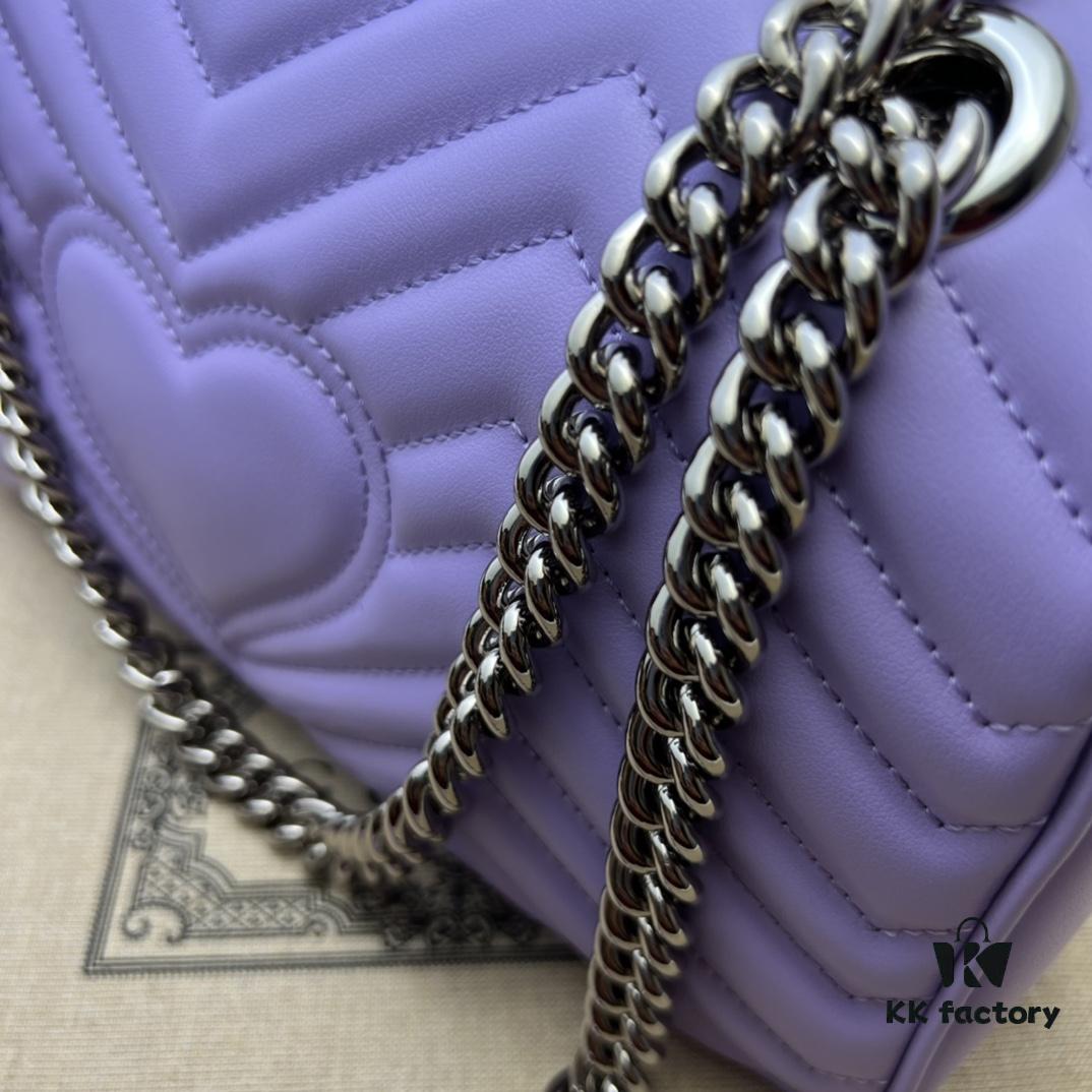 693091726e68136f4d9a9b22 GUCCI Counter Quality, Top Original Single Item, Real Photo! Model No. 443497 Light Purple, Size: 26cm (W) x 15cm (H) x 7cm (Side Width), In Stock