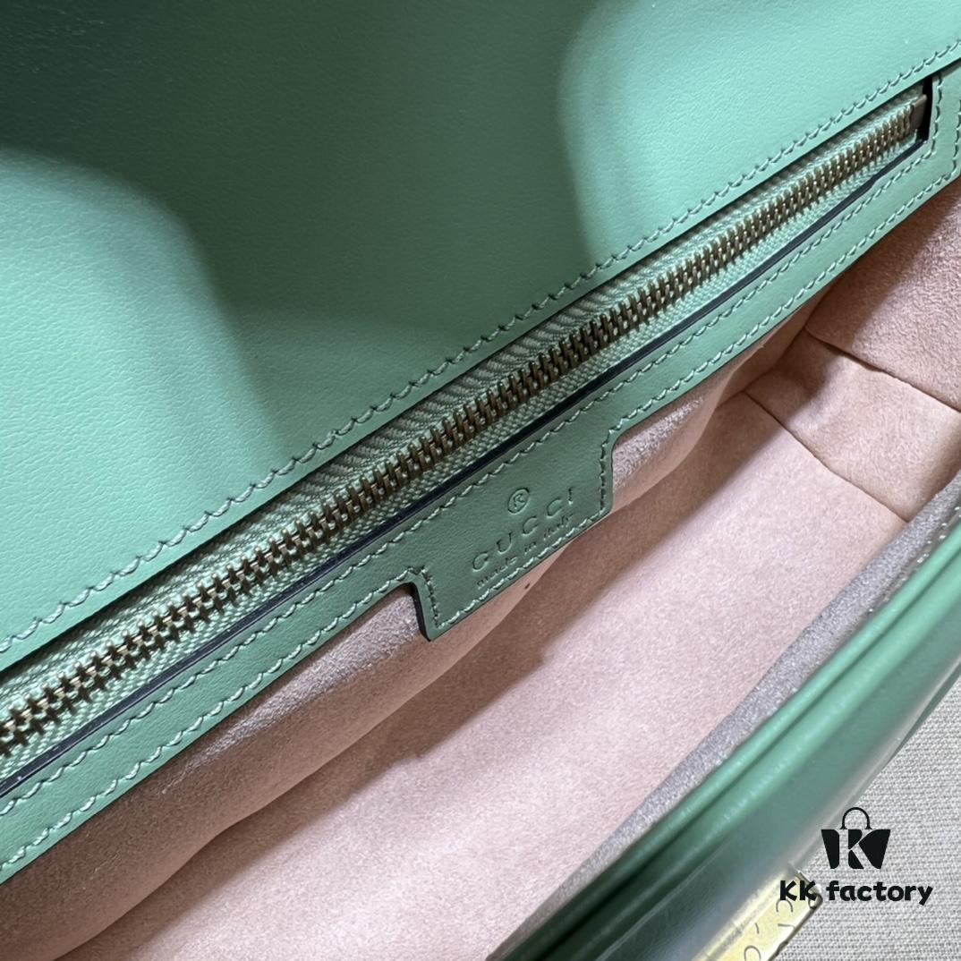 6930917b6e68136f4d9a9b2f GUCCI Counter Quality, Top Original Single Item, Actual Photos! Model No. 443497 Light Green, Size: 26cm W x 15cm H x 7cm Side Width, In Stock and Ready to Ship