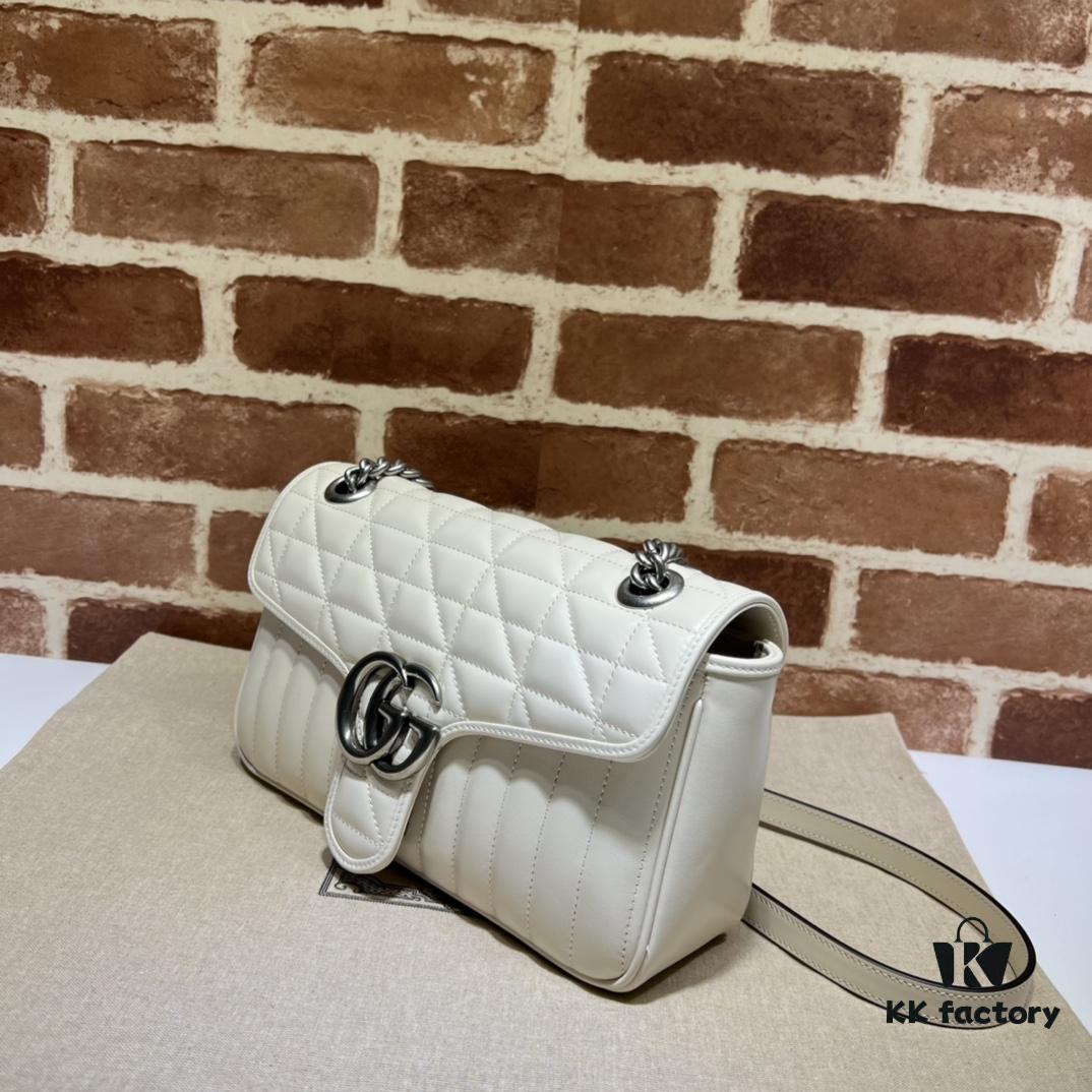 693091806e68136f4d9a9b39 GUCCI New Arrival Cabinet Quality, Top Original Single Item, Actual Photos, Model No. 443497 White Checkered Pattern, Size: W26x15.5x6cm, In Stock Ready to Ship