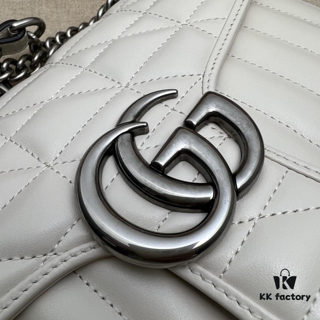 693091836e68136f4d9a9b3c GUCCI New Arrival Cabinet Quality, Top Original Single Item, Actual Photos, Model No. 443497 White Checkered Pattern, Size: W26x15.5x6cm, In Stock Ready to Ship
