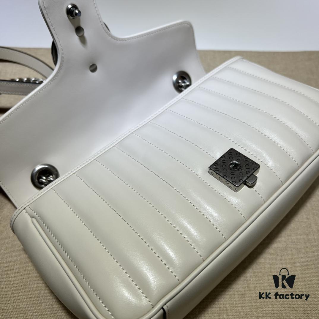 693091836e68136f4d9a9b3d GUCCI New Arrival Cabinet Quality, Top Original Single Item, Actual Photos, Model No. 443497 White Checkered Pattern, Size: W26x15.5x6cm, In Stock Ready to Ship