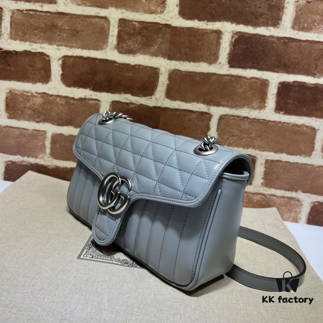 GUCCI New Arrival Cabinet Quality, Top Original Single Item, Actual Photos, Model No. 443497 Gray Checkered, Size: W26x15.5x6cm, In Stock Ready to Ship