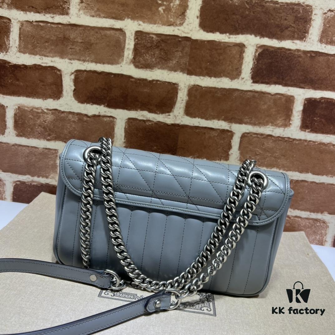 GUCCI New Arrival Cabinet Quality, Top Original Single Item, Actual Photos, Model No. 443497 Gray Checkered, Size: W26x15.5x6cm, In Stock Ready to Ship