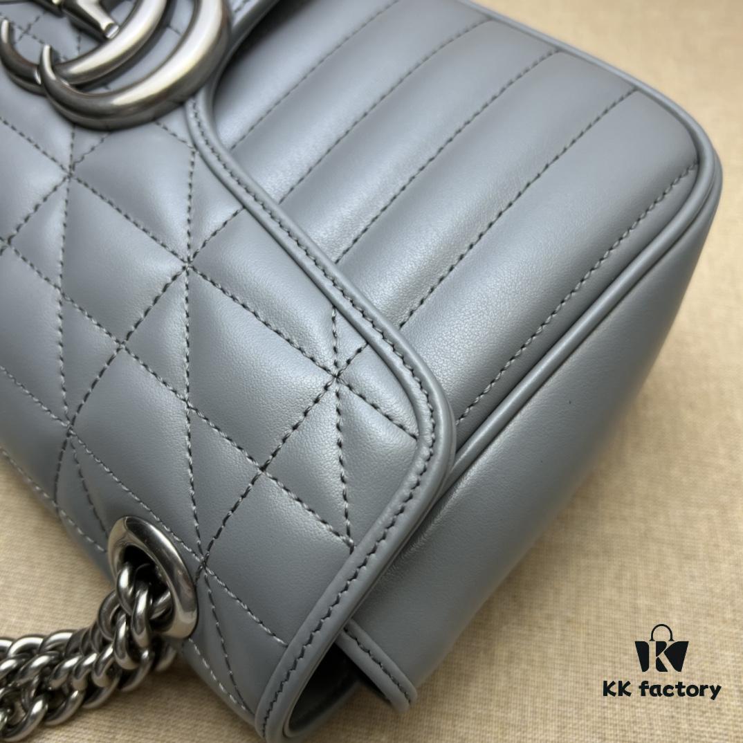 GUCCI New Arrival Cabinet Quality, Top Original Single Item, Actual Photos, Model No. 443497 Gray Checkered, Size: W26x15.5x6cm, In Stock Ready to Ship