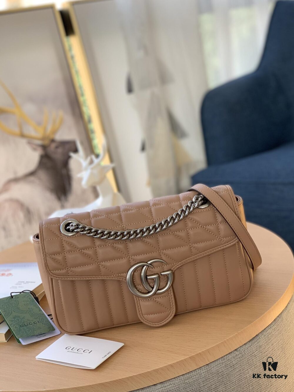 6930918f6e68136f4d9a9b54 GUCCI New Arrival Cabinet Quality, Top Original Single Item, Real Photo, Model No. 443497 Rose Beige Checkered, Size: W26 x H15.5 x D6cm, In Stock