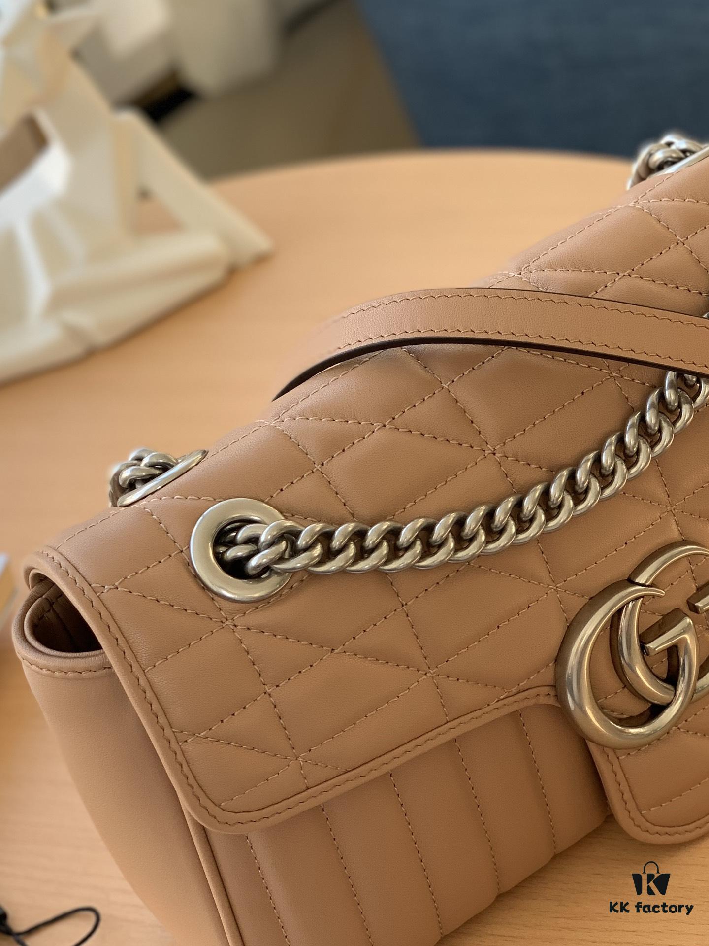 GUCCI New Arrival Cabinet Quality, Top Original Single Item, Real Photo, Model No. 443497 Rose Beige Checkered, Size: W26 x H15.5 x D6cm, In Stock