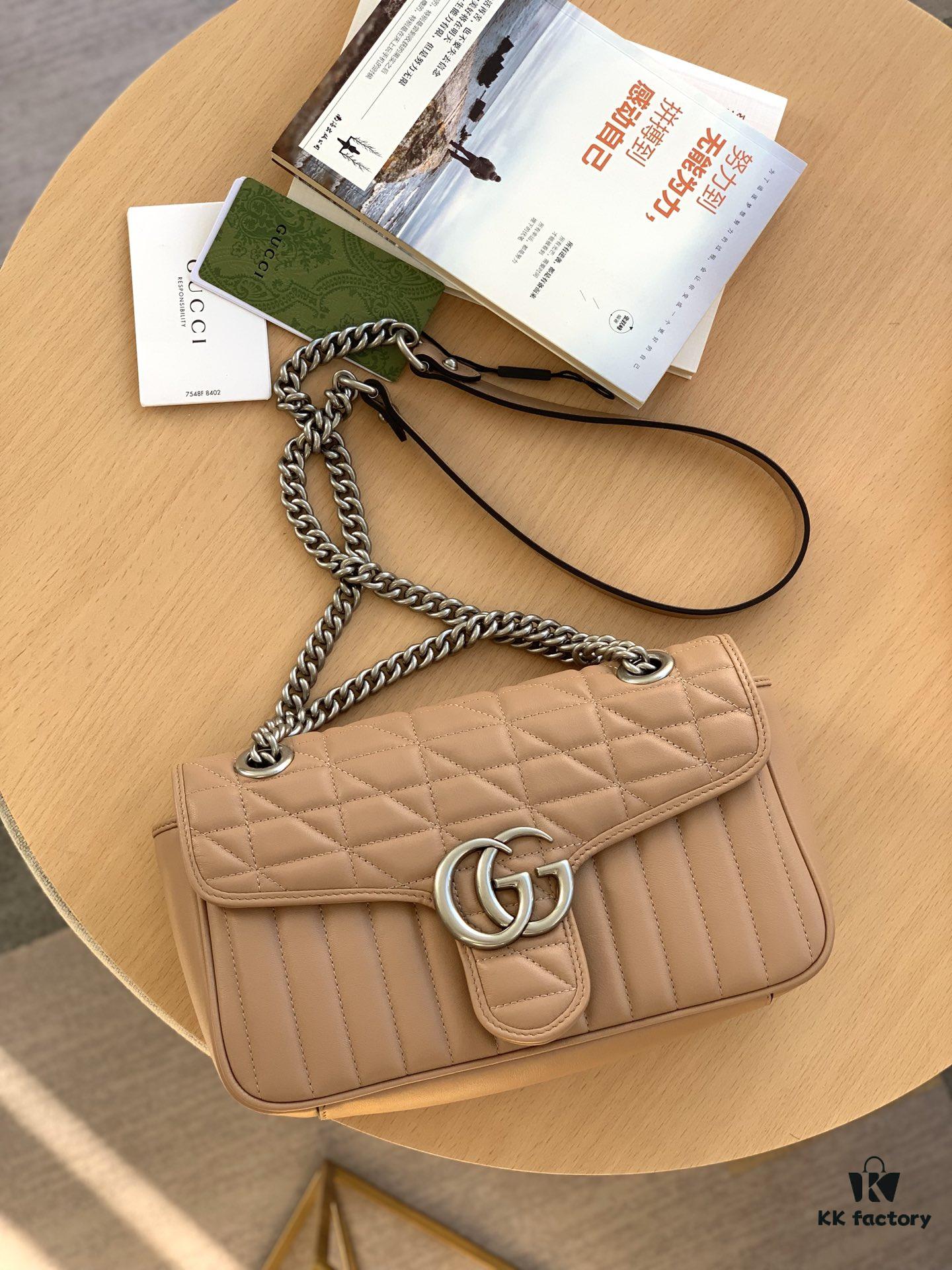 GUCCI New Arrival Cabinet Quality, Top Original Single Item, Real Photo, Model No. 443497 Rose Beige Checkered, Size: W26 x H15.5 x D6cm, In Stock