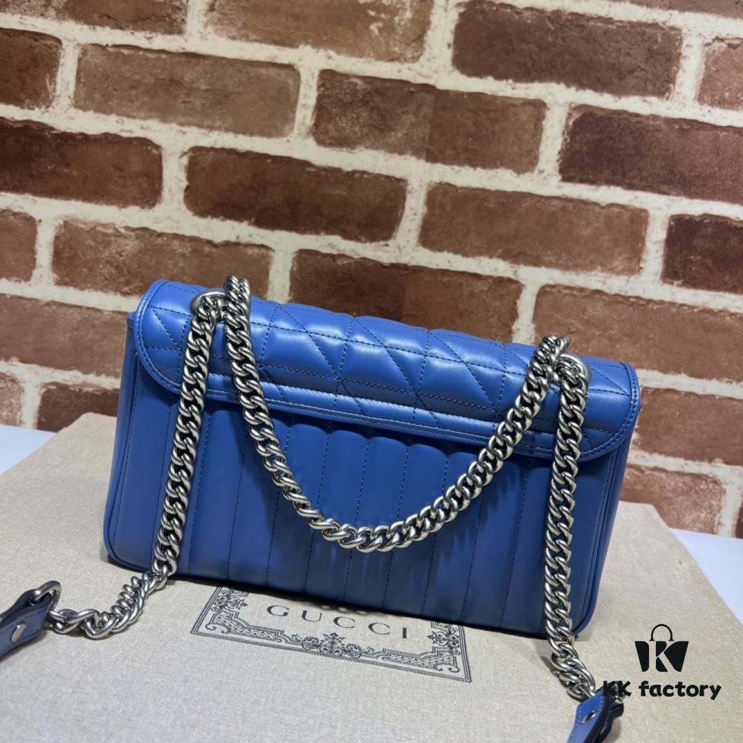 693091956e68136f4d9a9b5e GUCCI New Arrival High-Quality Authentic Stock, Item No. 443497 Blue Leather Check Pattern, Size: W26 x H15.5 x D6cm
