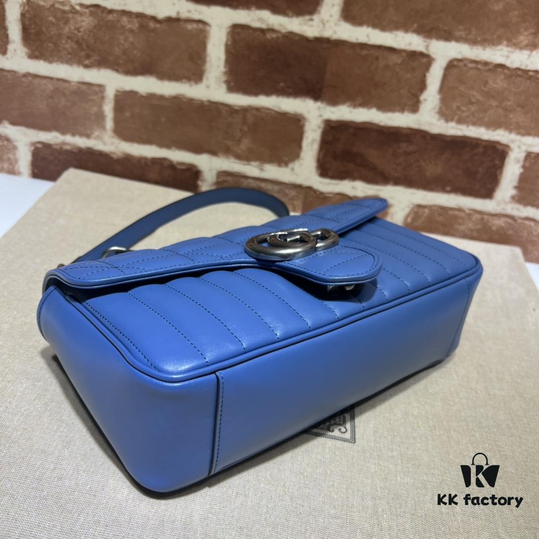 693091966e68136f4d9a9b5f GUCCI New Arrival High-Quality Authentic Stock, Item No. 443497 Blue Leather Check Pattern, Size: W26 x H15.5 x D6cm