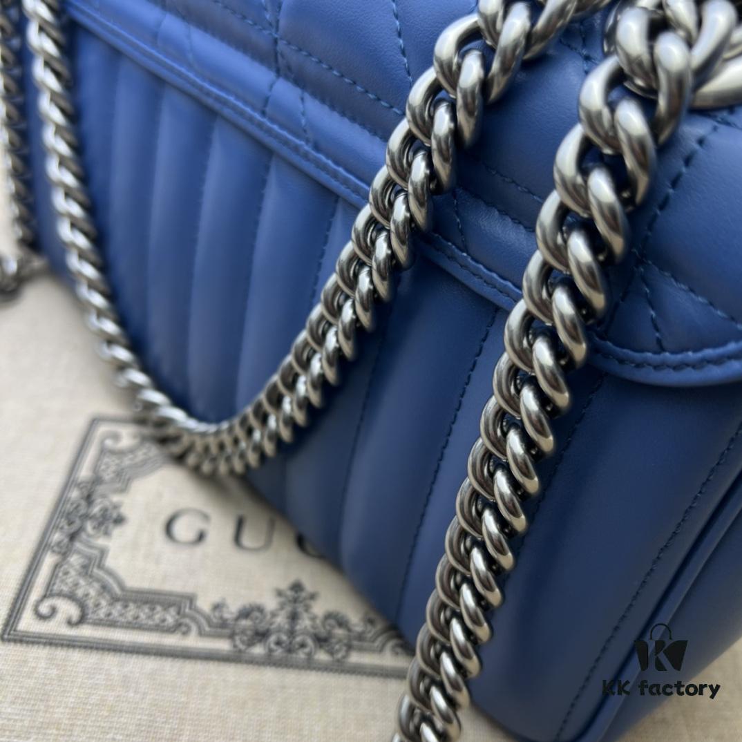 693091986e68136f4d9a9b62 GUCCI New Arrival High-Quality Authentic Stock, Item No. 443497 Blue Leather Check Pattern, Size: W26 x H15.5 x D6cm