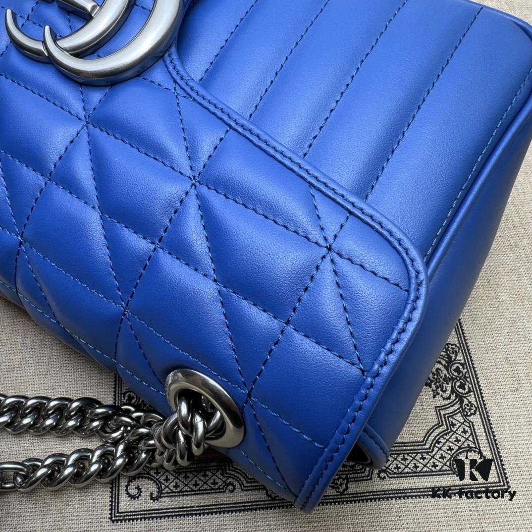 693091996e68136f4d9a9b63 GUCCI New Arrival High-Quality Authentic Stock, Item No. 443497 Blue Leather Check Pattern, Size: W26 x H15.5 x D6cm