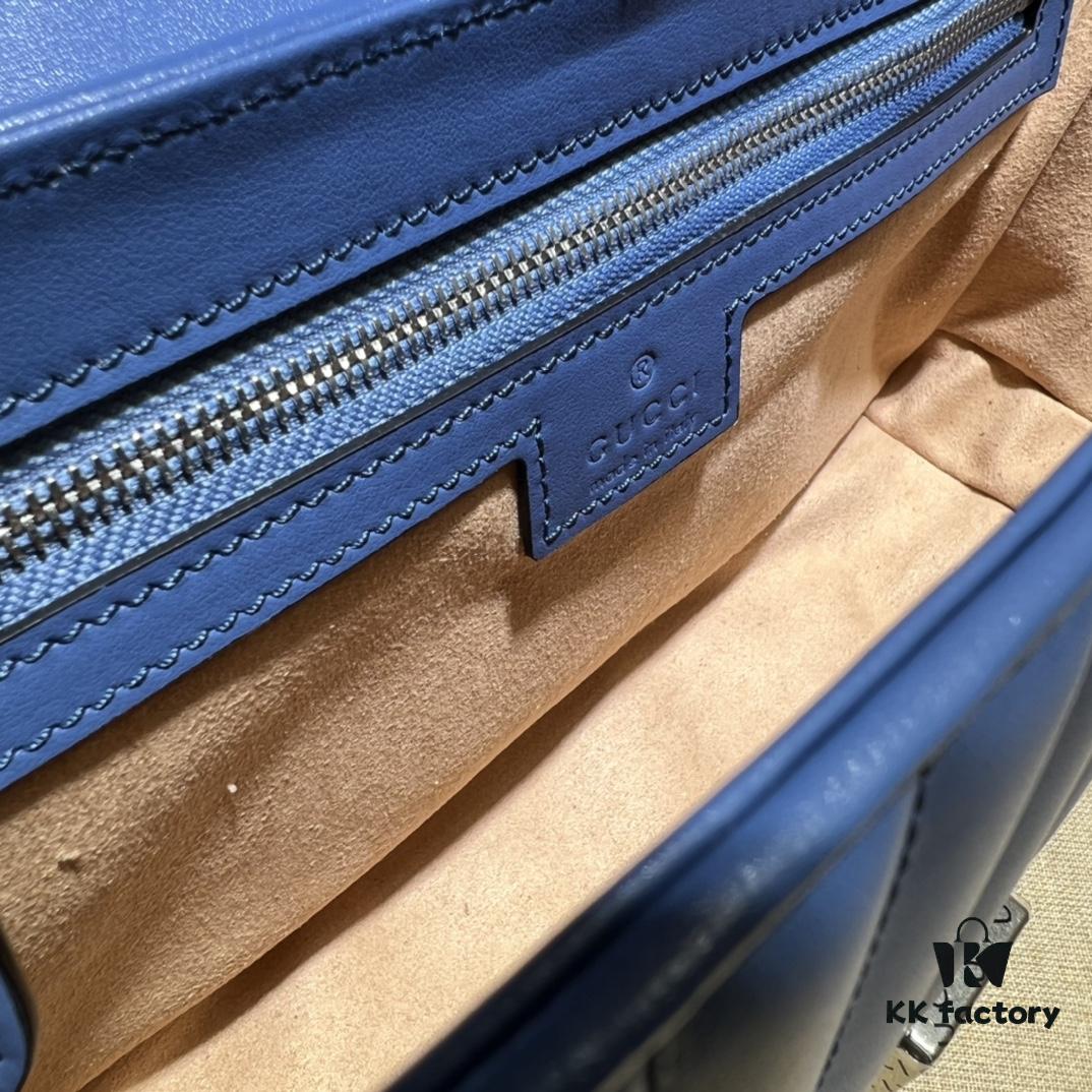 6930919a6e68136f4d9a9b65 GUCCI New Arrival High-Quality Authentic Stock, Item No. 443497 Blue Leather Check Pattern, Size: W26 x H15.5 x D6cm