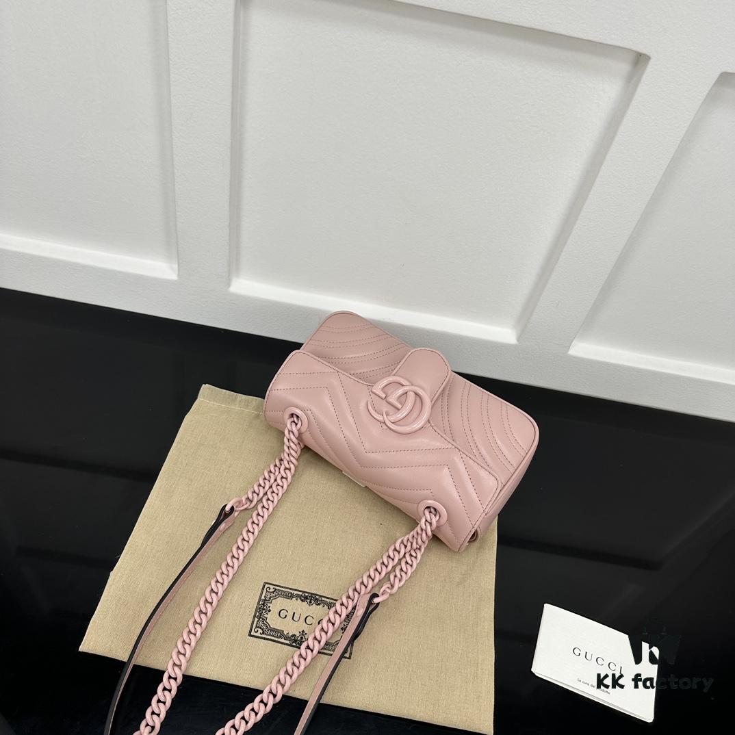 693091a16e68136f4d9a9b70 GUCCI New Arrival Cabinet Quality, Top Original Single Item, Real Photo, Model No. 446744 Pink with Pink Hardware, Size W23xH14xD6cm, In Stock