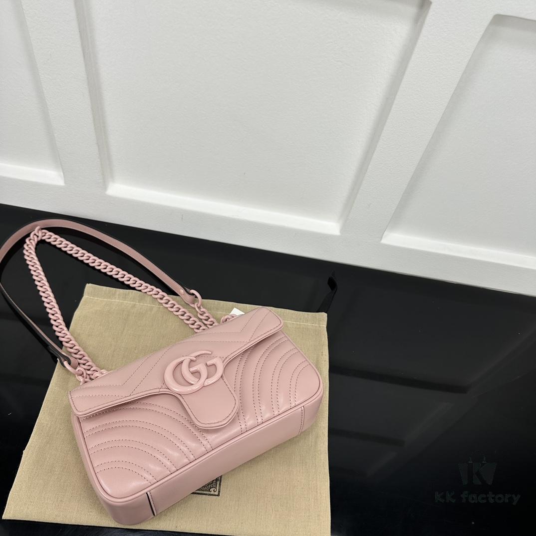 693091a16e68136f4d9a9b71 GUCCI New Arrival Cabinet Quality, Top Original Single Item, Real Photo, Model No. 446744 Pink with Pink Hardware, Size W23xH14xD6cm, In Stock