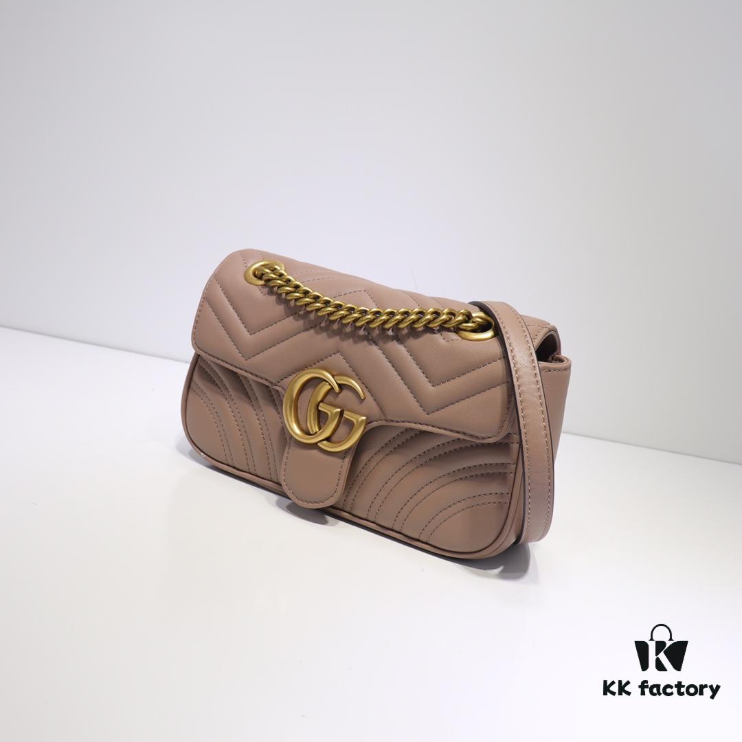 693091ac6e68136f4d9a9b88 GUCCI New Arrival Cabinet Quality, Top Original Single Item, Actual Photos, Model Number 446744 Milk Tea Color, Size W23xH14xD6cm, In Stock