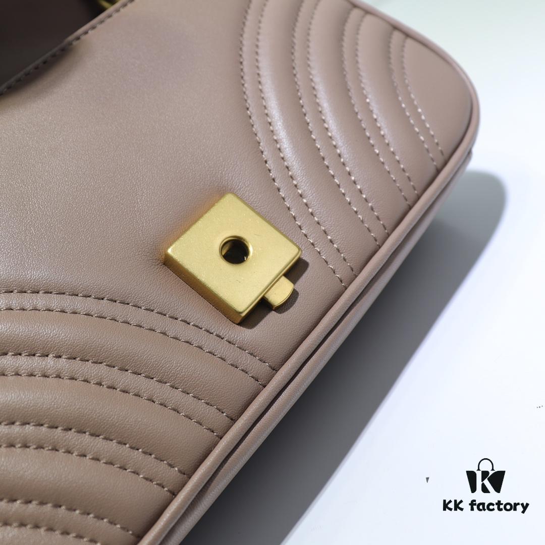 693091af6e68136f4d9a9b8e GUCCI New Arrival Cabinet Quality, Top Original Single Item, Actual Photos, Model Number 446744 Milk Tea Color, Size W23xH14xD6cm, In Stock