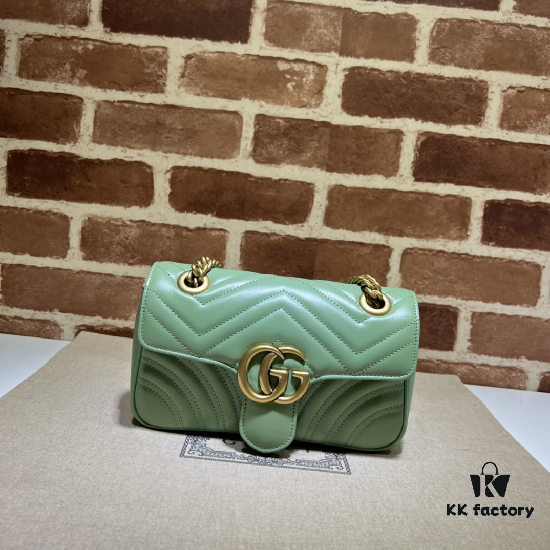 693091c46e68136f4d9a9bb4 GUCCI High-End Original Stock, Counter Quality, Real Photo! Model No. 446744 Light Green, Size: 23x14x6 cm